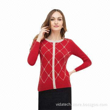 Women's sweater with geometric argyle, available in various sizes, style, colors and fabric